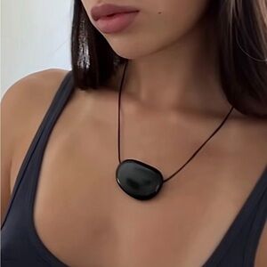 Heaven Mayhem Style Black Onyx Stone Pedant Necklace